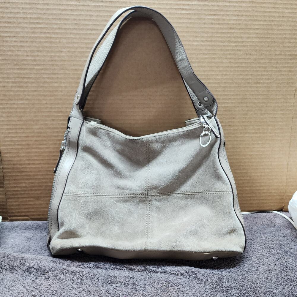 Tignanello gray Suede purse some water spots, see pic b54